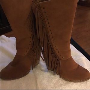Liliana faux suede southwestern cowboy studded boots